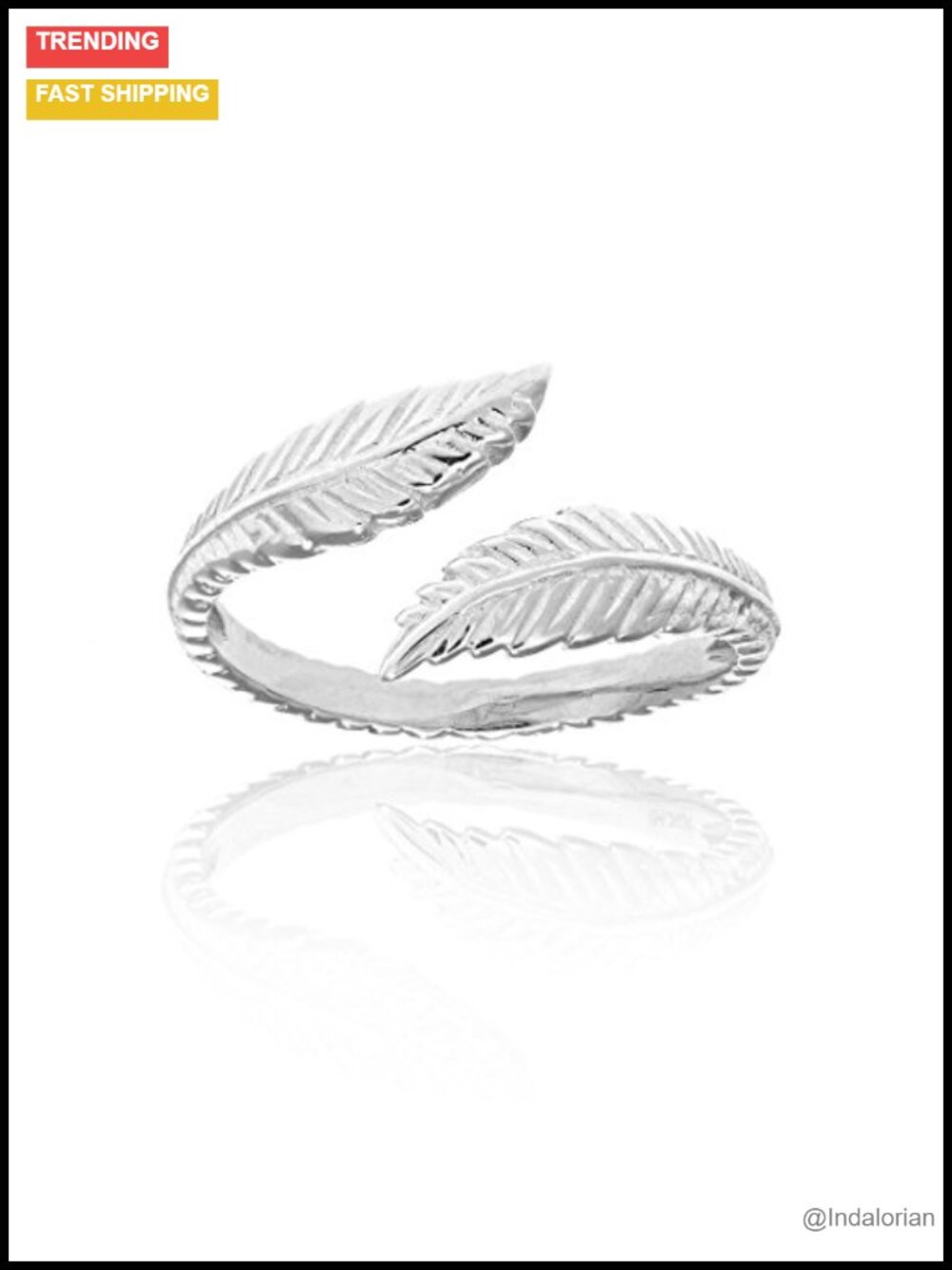 Genuine 925 Sterling Silver Leaf Crossover Adjustable Ring & Toe Ring,